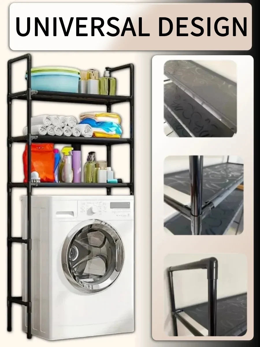 Bathroom Shelf On Toilet White Save Space With 3 Shelves Waterproof Storage Shelf Height Adjustable Legs Washing Machine Shelf