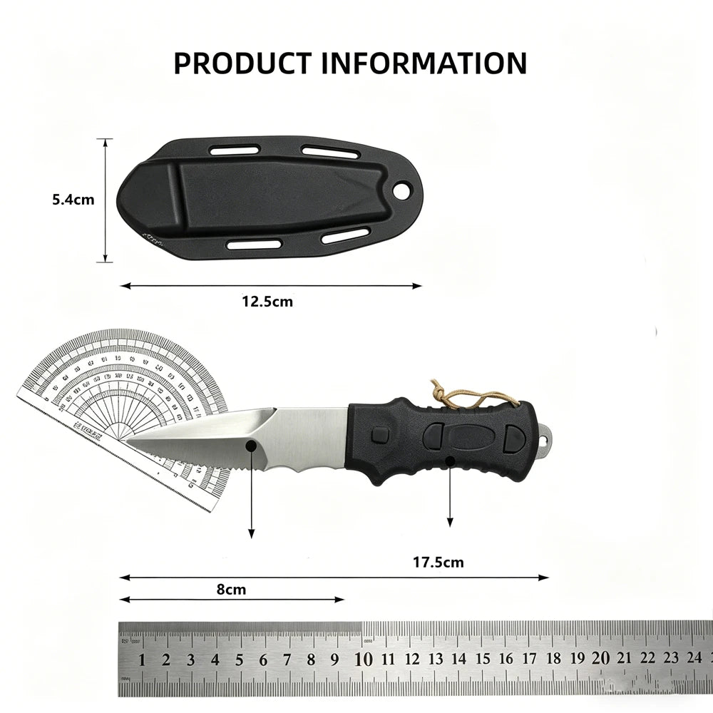 Outdoor Water Rescue Knife Spearfishing Diving Knife Stainless Steel Dive Tool Rope Cutter