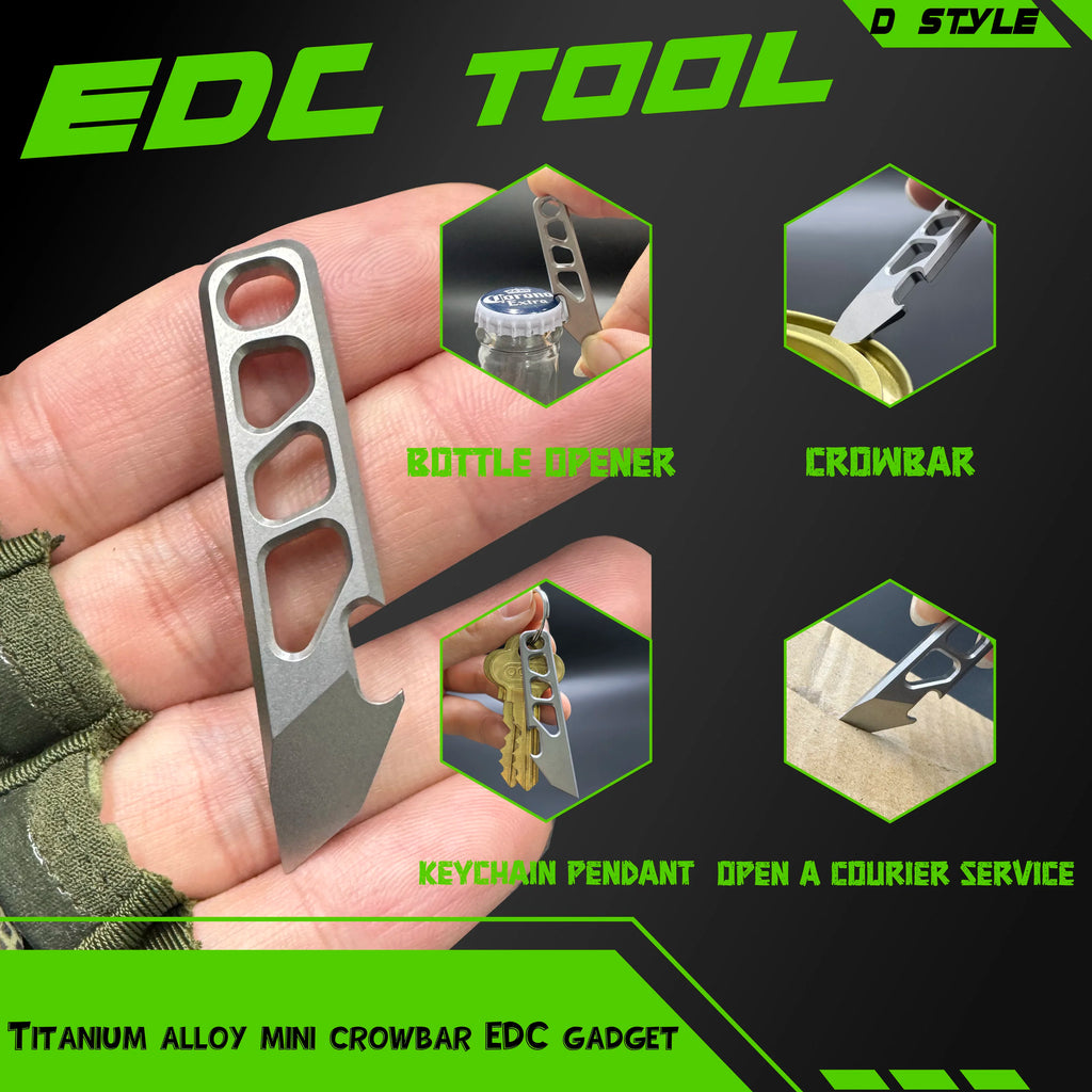 Multi-functional mini TC4 titanium alloy crowbar bottle opener, graduated hexagonal wrench key chain EDC outdoor small tool