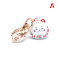 New Japanese Cute Lucky Cat Bell KeyChains Car Bag Decor Water Sound Bell Pendant Charm Keys Couple Gifts Keyring Pray Keyfob