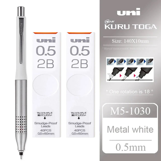 UNI ADVANCE Mechanical Pencil M5-1030 Metal Rod Low Center Gravity Kuru Toga Automatic Rotating Drawing Pencil 0.5mm Stationery