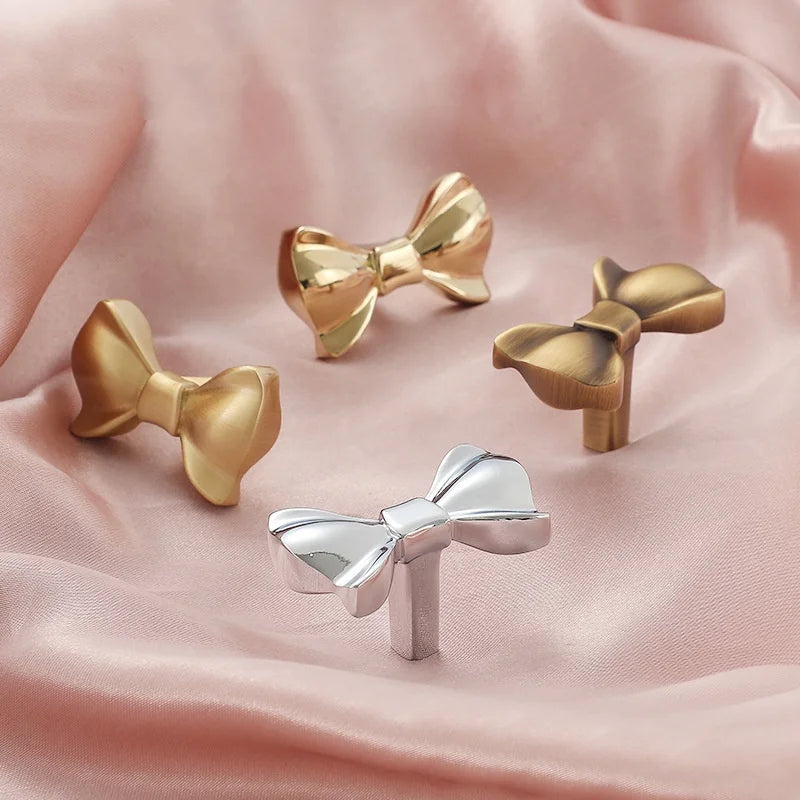 Pure Copper Furniture Handle Drawer Knob Solid Bow Shape Cabinet Door Cupboard Wardrobe Handles Door Pulls Hardware Diy