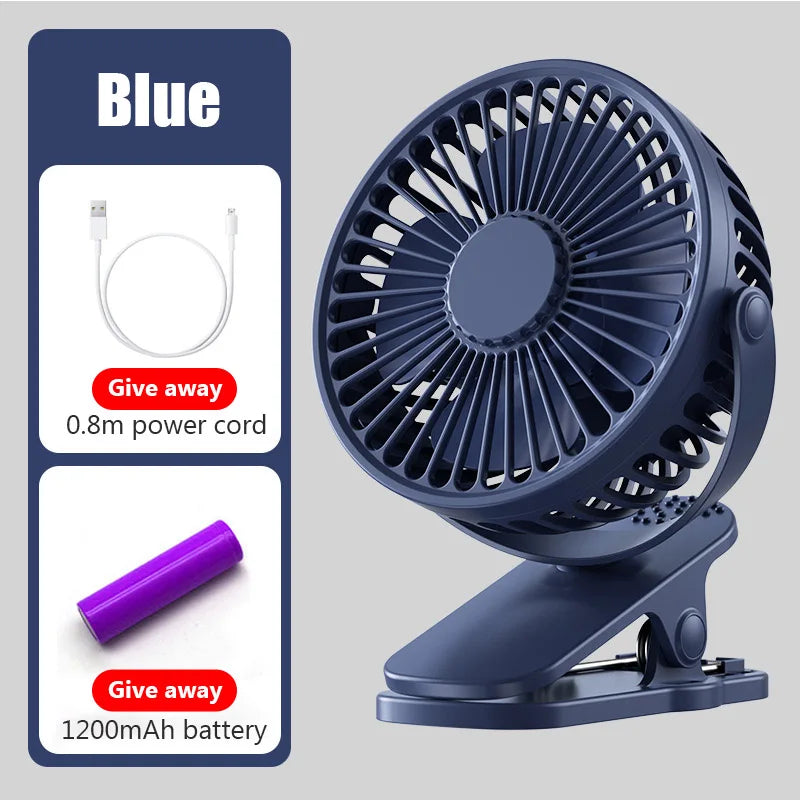 Portable USB Mini Handheld Clip Fan Convenient And Ultra-quiet Electric Fan Rechargeable Student Cute Small Cooling Ventilador