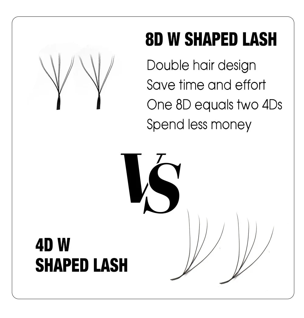 FADVAN 6D/8D W Shape (Double Layers 4D/3D-W Shape) C/D/L Curl Eyelashes Extension Natural Soft Volume Fan Lash Premade Eyelash