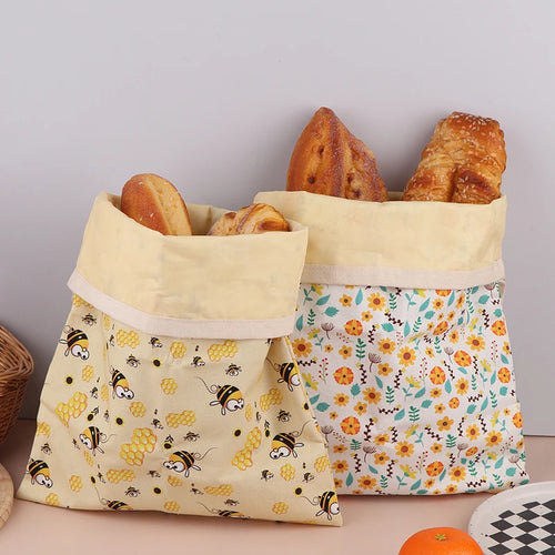 1Pcs Reusable Beeswax Food Wrap Bag Linen Cotton Bread Storage Bag Food Grade Eco Friendly Sandwich Pouch