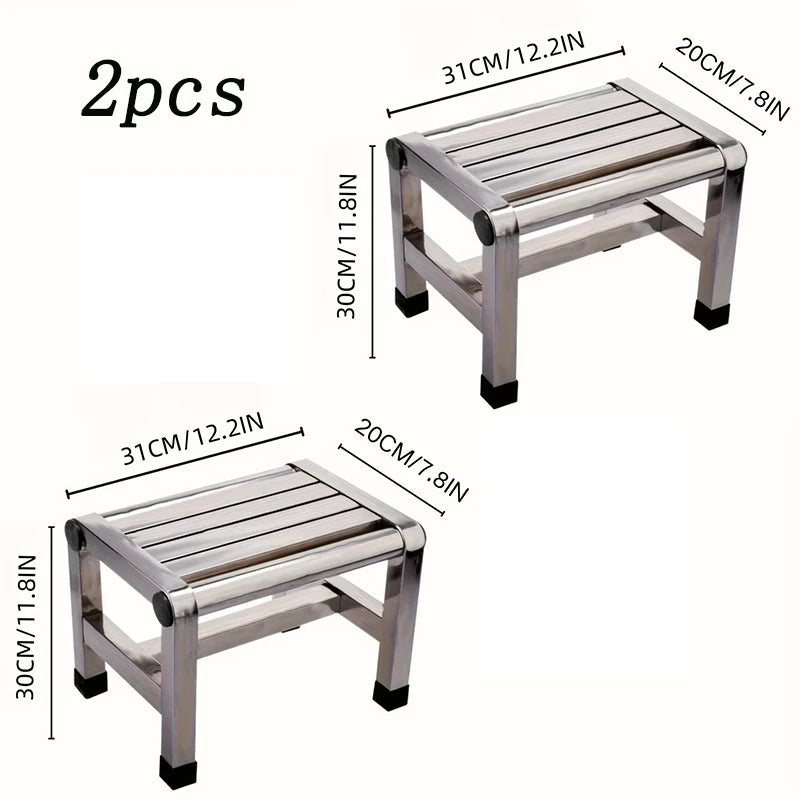 Multi Functional Stainless Steel Stool - Durable Thick & Sturdy Stool, Ideal for Living Room, Bathroom, Kitchen, Corridors
