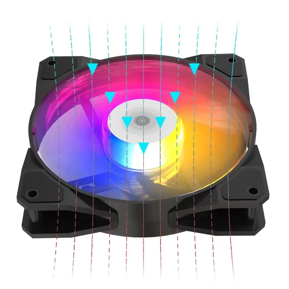 COOLCIRC P16 120mm RGB LED PC Case Fan Rainbow Heatsink 12V 4Pin 12CM CPU Cooler Silent Cooling Fan Low Noise Cooling Ventilador