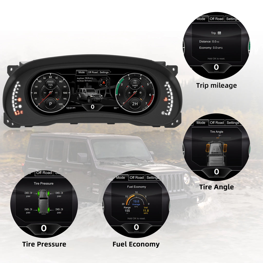 12.3''1920 X 720 full HD LCD Digital Instrument Cluster For Jeep Wrangler JK 2011-2017,Speedometer,Dashboard,HD screen Plug-play