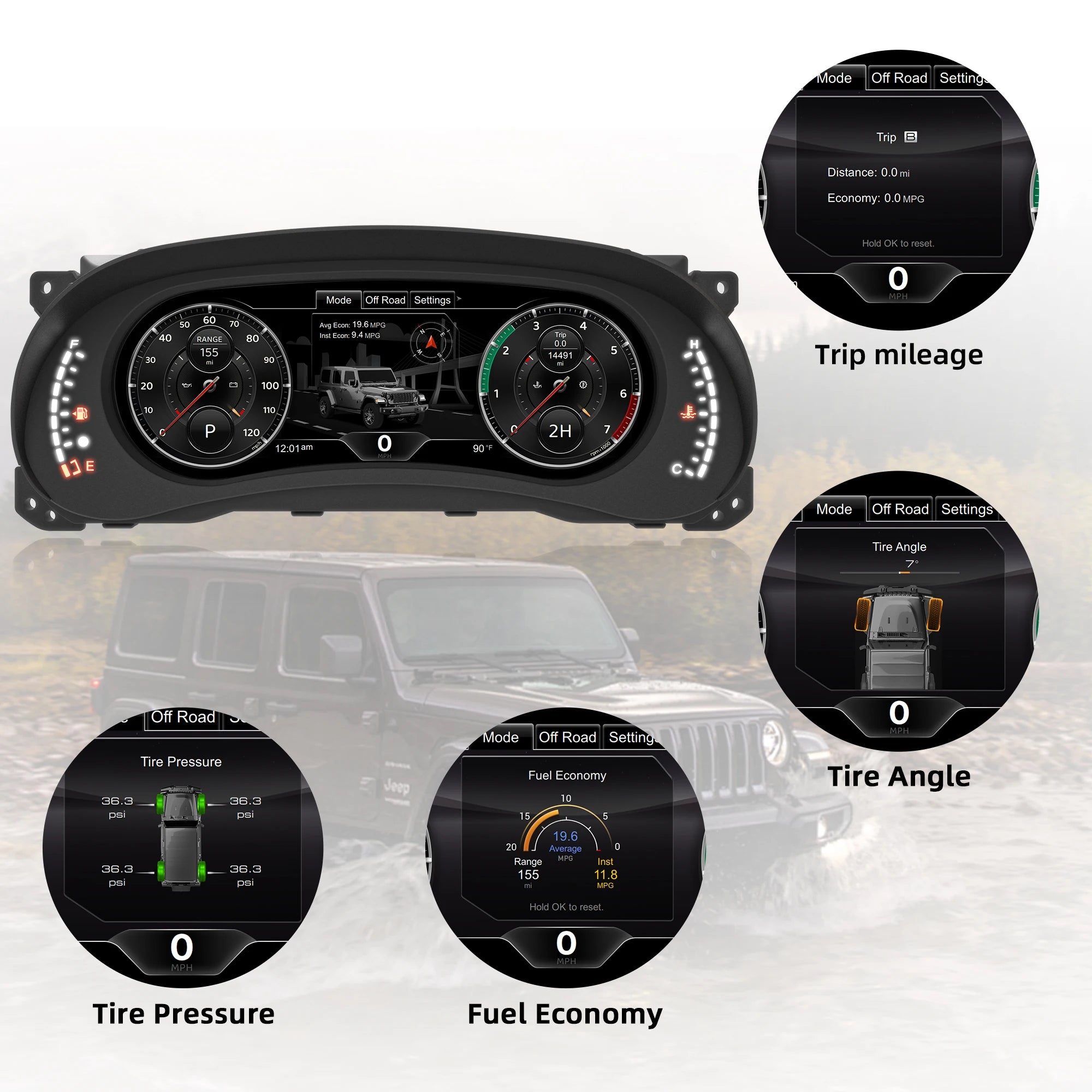 12.3''1920 X 720 full HD LCD Digital Instrument Cluster For Jeep Wrangler JK 2011-2017,Speedometer,Dashboard,HD screen Plug-play