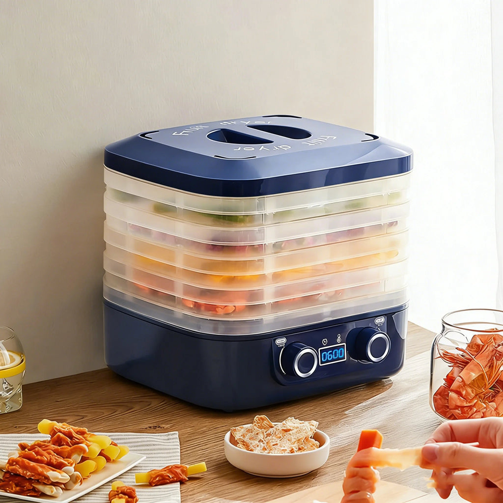 Food Dehydrator Fruit Dryer Drying Device 5 Layers Snack Herb Desiccator Pet Temperature 48Hours Long Lasting Thermos Adjustable