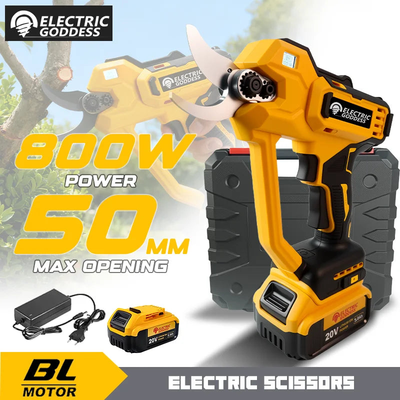 Brushless 50mm Electric Scissors For Dewalt 20V Battery Pins Cordless Fruit Tree Bonsai Electric Pruning Shear