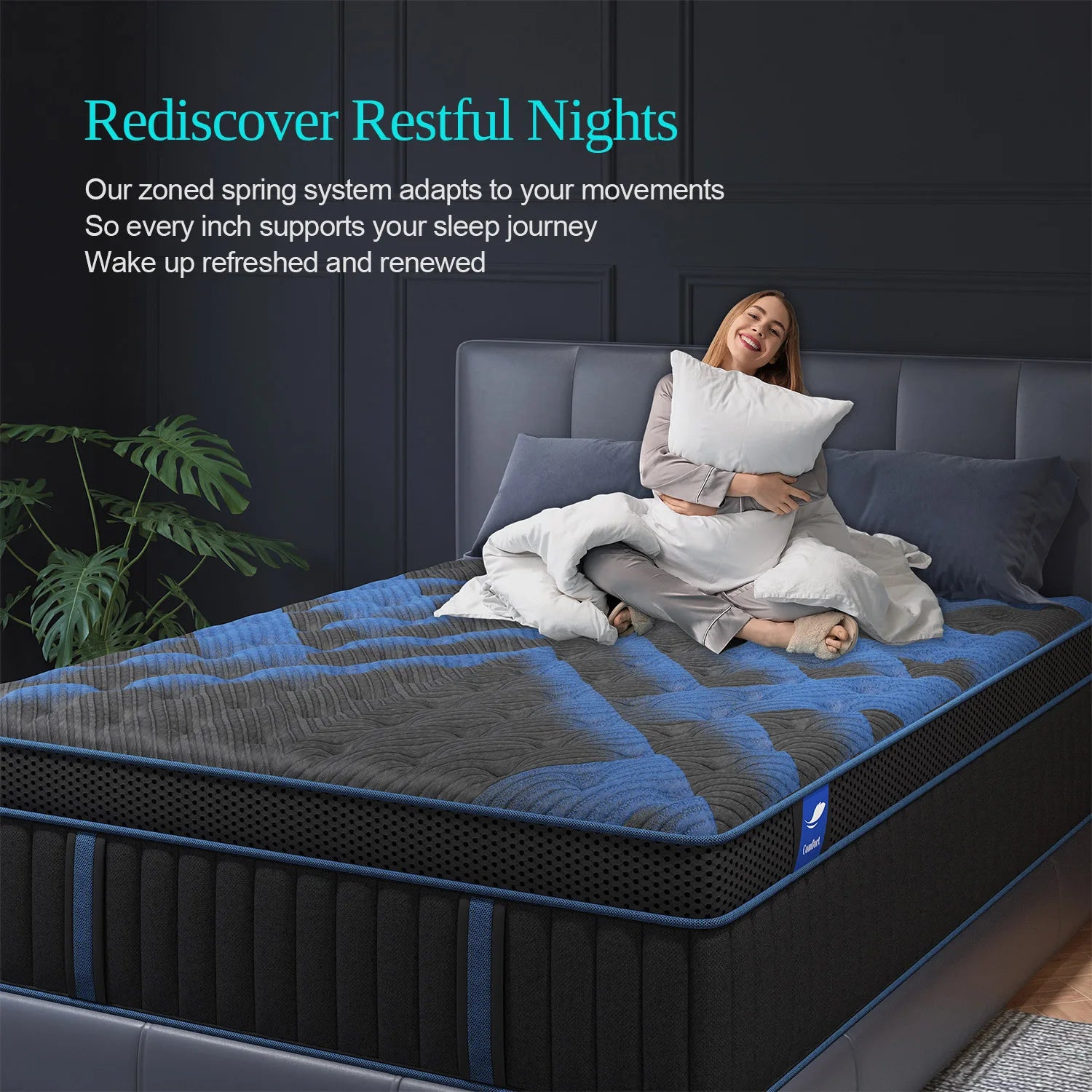 Twin Full Queen King Mattress in A Box, 12/14 Inch Hybrid Memory Mattresses Euro Top Medium Firm for Back & Lumbar Support