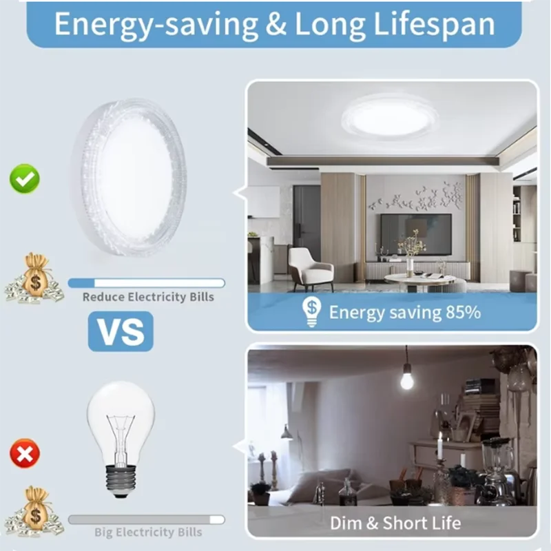Modern Ultra Thin Crystal Ceiling light Round Ceiling Home Lamp Cool White Suitable for Balcony Kitchen Bedroom Light AC85-260V