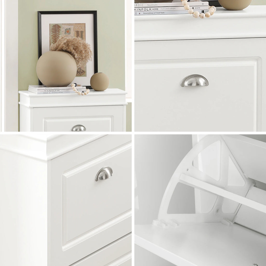 SoBuy FSR78 Shoe dump truck Shoe cabinet with 2 flap shoe rack with 4 shelf surfaces Shoe chest of drawers Shoe shelf