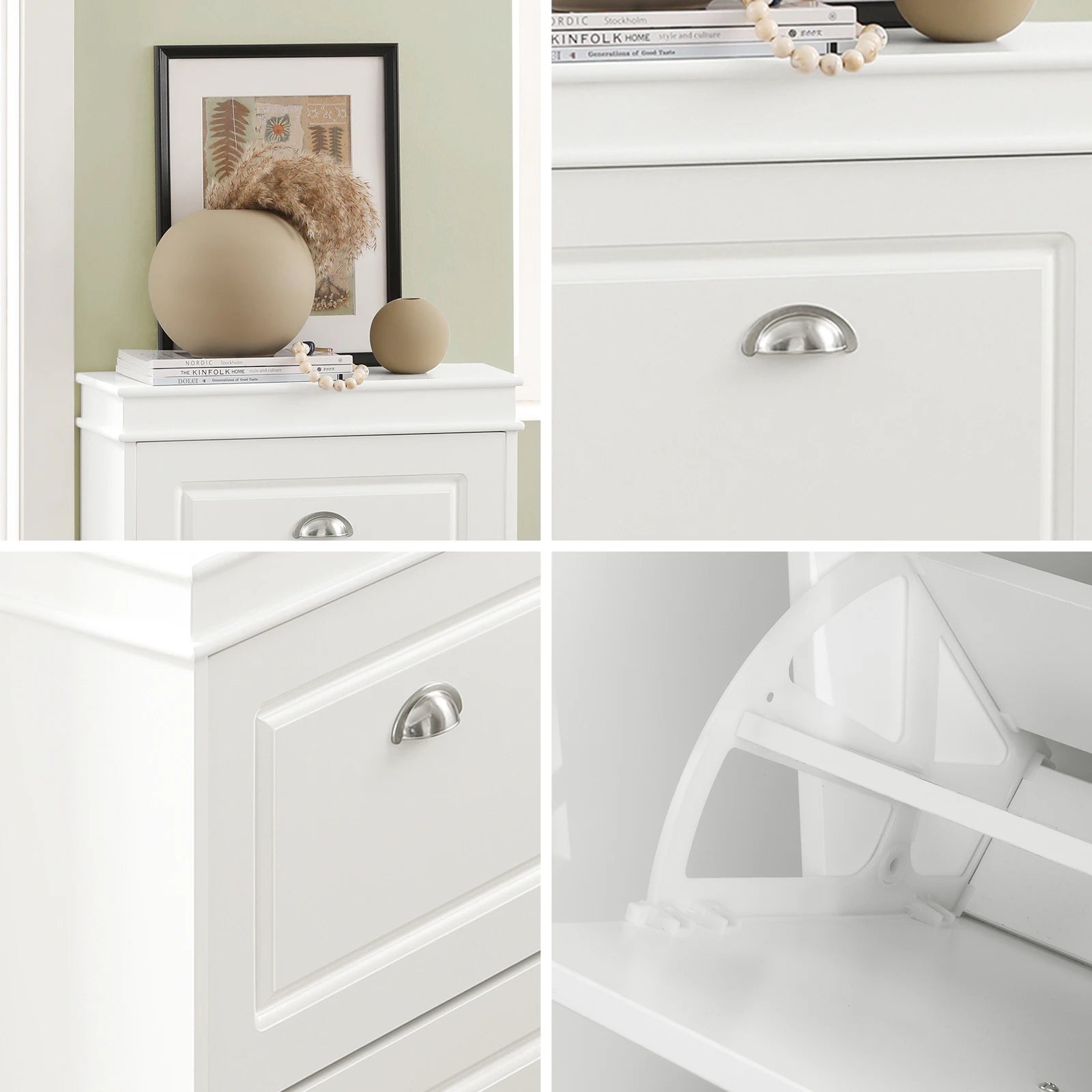 SoBuy FSR78 Shoe dump truck Shoe cabinet with 2 flap shoe rack with 4 shelf surfaces Shoe chest of drawers Shoe shelf