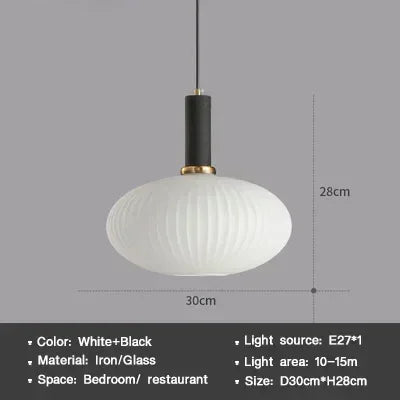 Striped Nordic Vintage Colorful Glass Chandelier For Dining Room Kitchen Island Pendant Light Bedroom Bedside Hanging Lamp