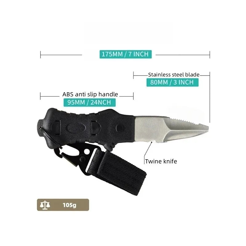 Outdoor Water Rescue Knife Spearfishing Diving Knife Stainless Steel Dive Tool Rope Cutter