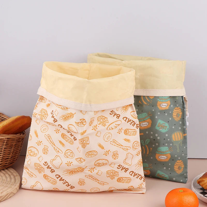 1Pcs Reusable Beeswax Food Wrap Bag Linen Cotton Bread Storage Bag Food Grade Eco Friendly Sandwich Pouch