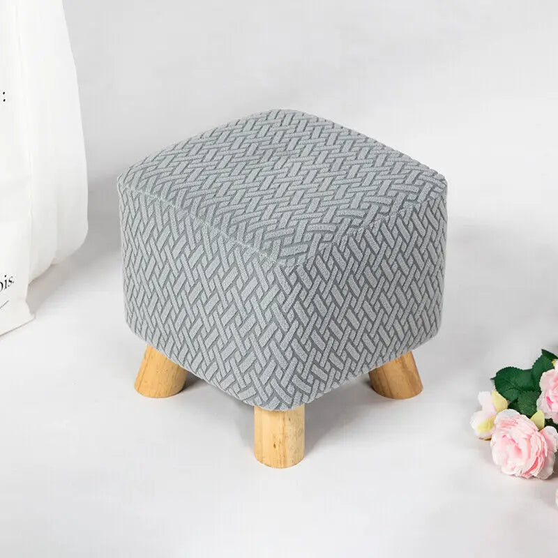 Square Stool Covers Thick Stretch Knitting Round Seat Covers Living Room Chair Cover Small Footstool Ottoman Slipcover Protector