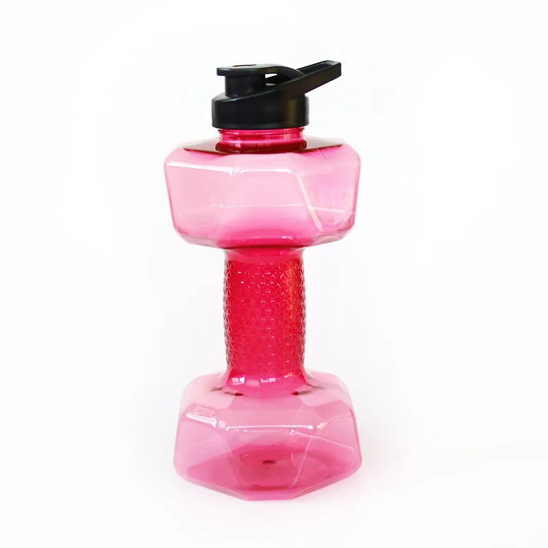 1pc 1500ml High Capacity Plastic Dumbbell Shaped Portable Water Bottle Creative Fitness Dumbbells Sport Bottle