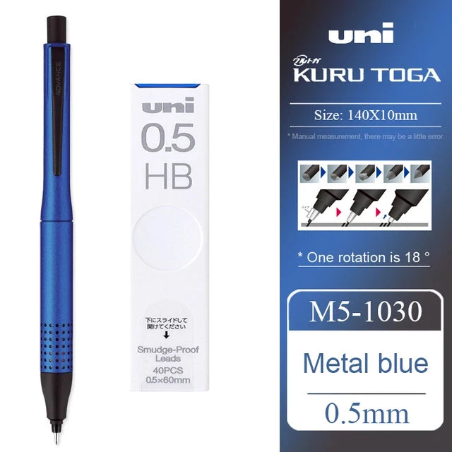 UNI ADVANCE Mechanical Pencil M5-1030 Metal Rod Low Center Gravity Kuru Toga Automatic Rotating Drawing Pencil 0.5mm Stationery