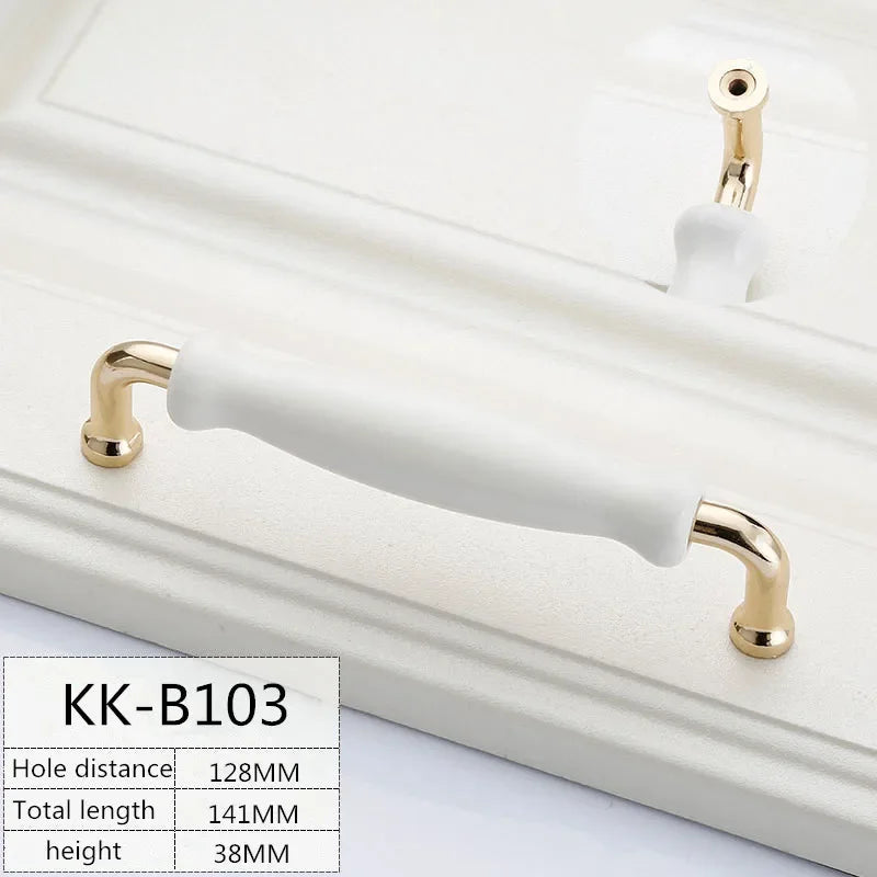 1pcs White Ceramic Door Handles Modern Furniture Knobs Zinc Alloy Ceramic Pulls Kitchen Cupboards Cabinet Door Drawer Handle
