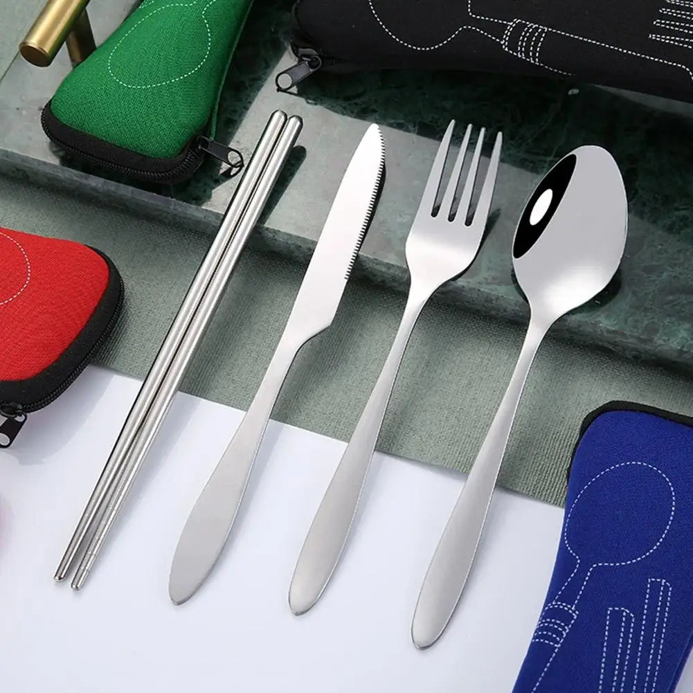 Cutlery Storage Bag Travel Fork Spoon Chopsticks Stainless Steel Cutlery With Case Pouch Fork Spoon Chopstick Case