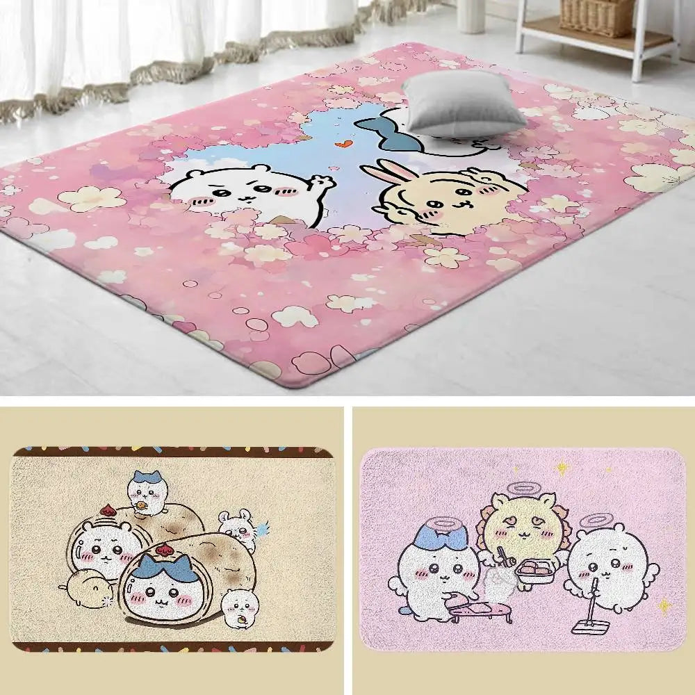 Cartoon-c-chiikawaS Kawaii Floor Mats Home Laundry Rug Carpet For Living Room Decor Lounge Area Anti-slip Mat Entrance Doormat