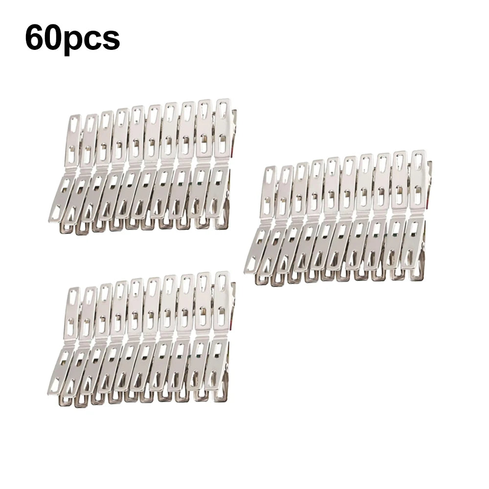 Stainless Steel Metal Clips Set - Durable Windproof Clothespins for Kitchen Food Sealing, Document Organizers & Home Storage
