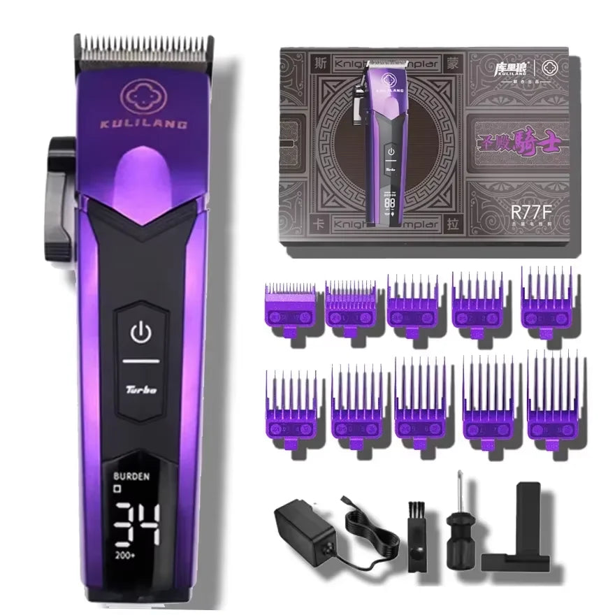 KULILANG Professional Barber R77F R55F R11F Gradient Electric Hair Clipper Titanium Plated FADE Blade 7200rpm Hair Salon Trimmer