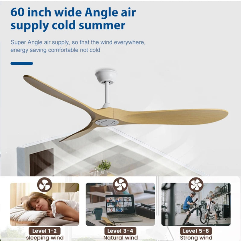 36/42/52/60 Inch Ceiling Fan Industrial Vintage ABS Ventilator No Light Remote Control Decorative Blower Retro Large Fans
