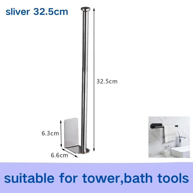 Stainless Steel Paper Towel Holder Self Adhesive Toilet Roll Paper Holder No Punching Kitchen Bathroom Lengthen Storage Rack