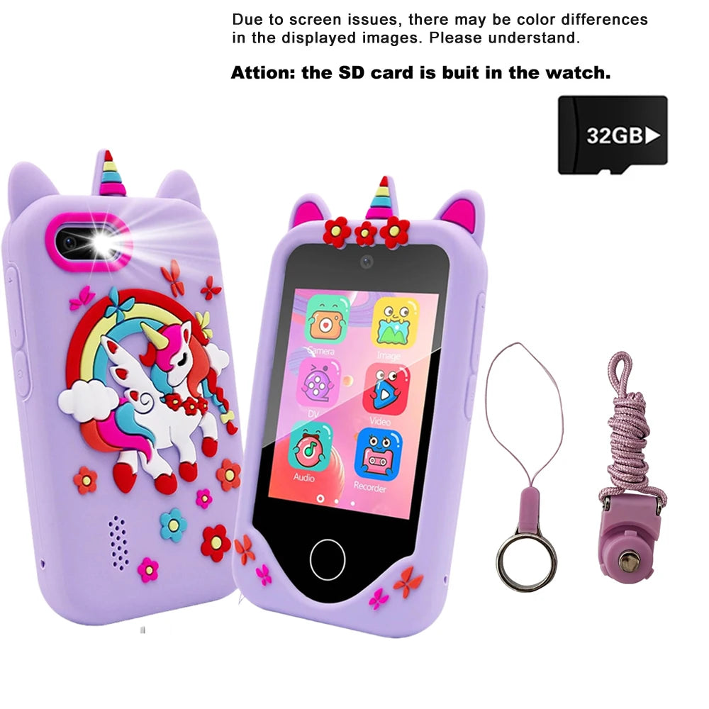 Kids Smart Phone Camera Toy Phone 40+ Games Touch Screen Learning Toy For 3-12 Year Old Boys Girls MP3 Player Birthday Gifts