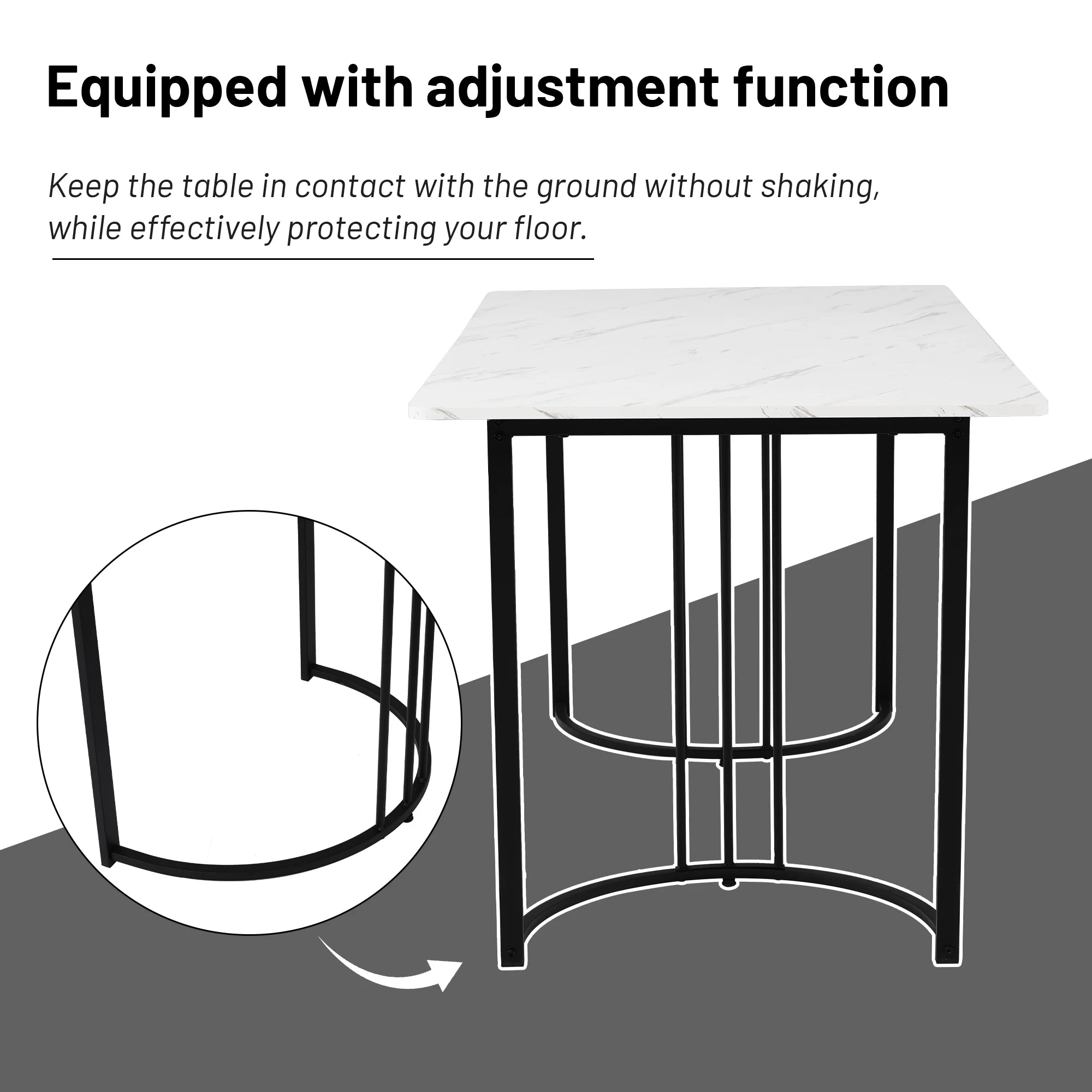Anajqaqia 140×80×75 cm Dining Table, Modern Kitchen Dining Table, Metal Frame, Rectangular Dining Table with Adjustable Feet