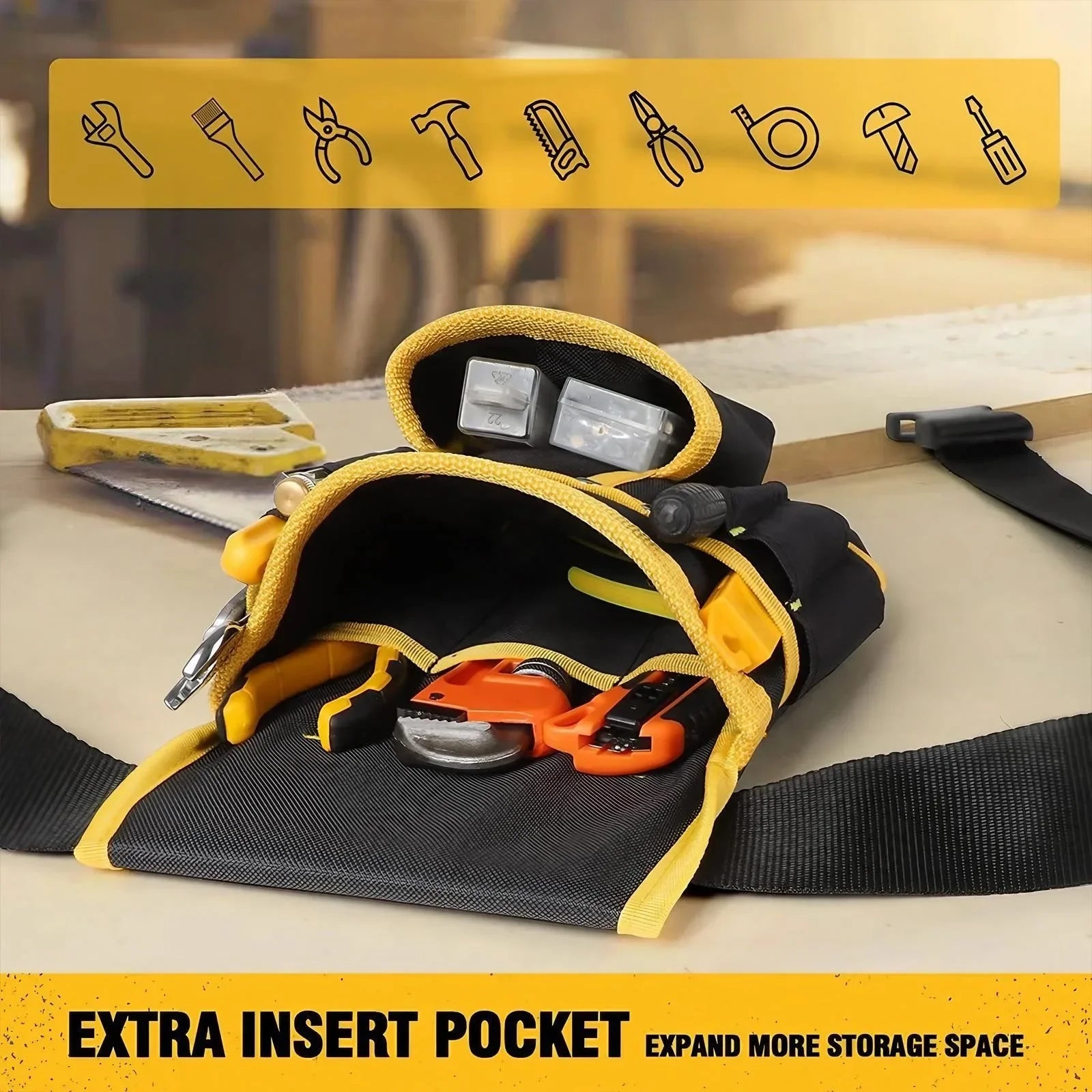 Adjustable Men's 26 Pockets Tool Belt Magnetic Holder Sturdy Waist Pouch for Craftsmen Carpenters