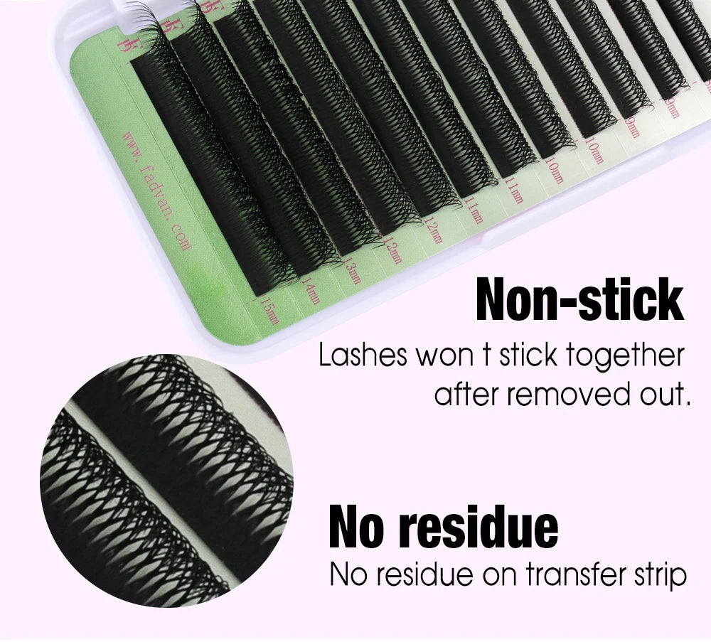 FADVAN 8D W Double Layers 4D W Shape Lashes  Extension C/D Natural Soft Volume Fan Lash 0.07 C/D Curl Premade Fax Mink Eyelashes