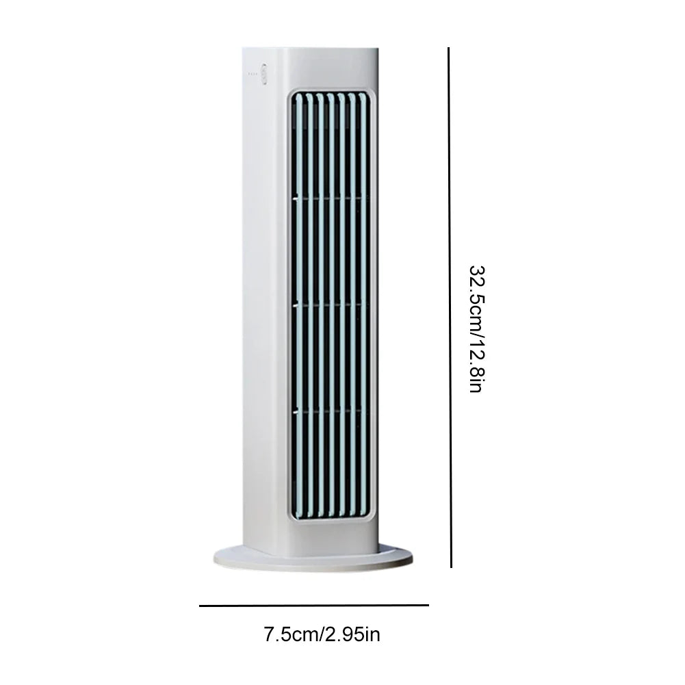 Portable Leafless Tower Fan 4000mAh Air Cooler Desktop Fan 3Speed Bladeless Air Conditioner Standing Fan for Bedroom Living Room