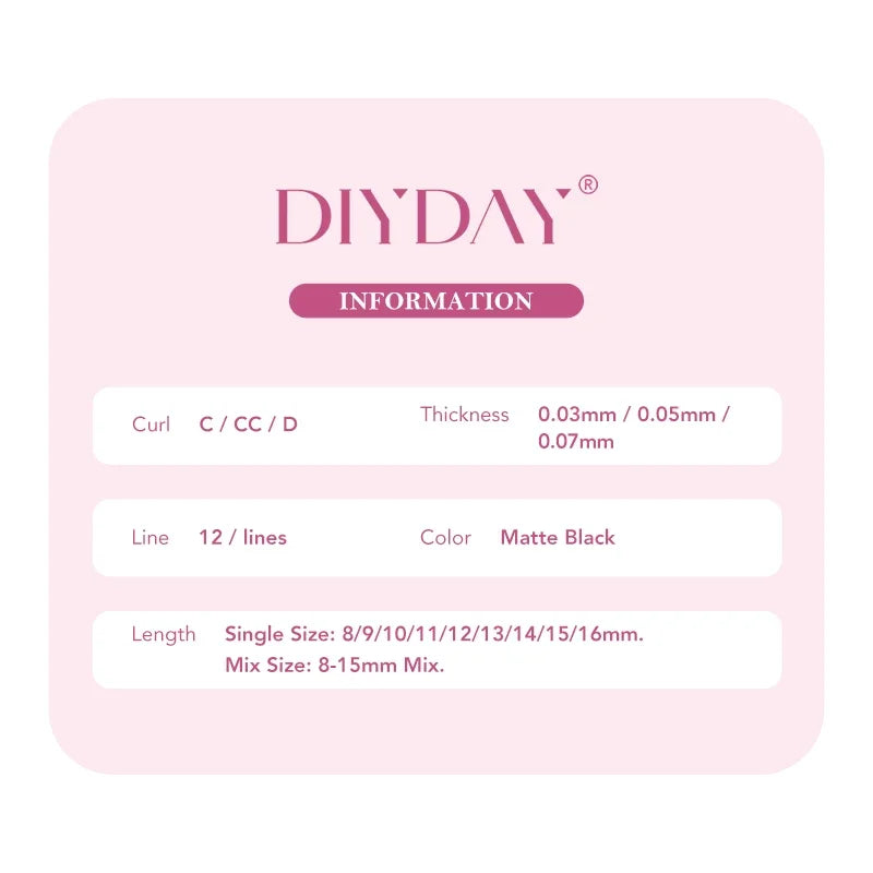 DIYDAY Easy Fanning Eyelash Extension Matte Black Camellia Lashes Extensions Soft Mink Easy Fan Volume False Eyelashes Supplies