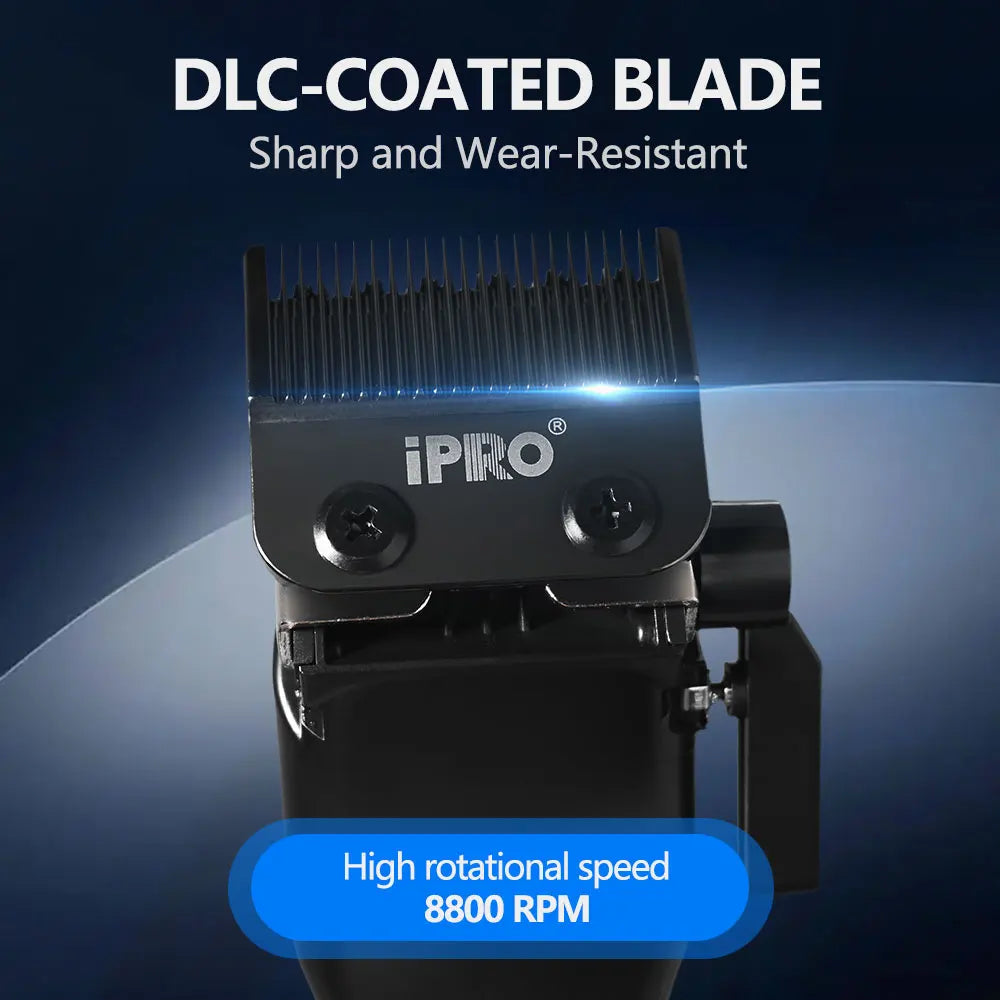 IPRO S1081 Professional Electric Hair Clipper 8800RPM High Speed 4500mAh Long Battery Life Magnetic Detachable Comb Hair Trimmer