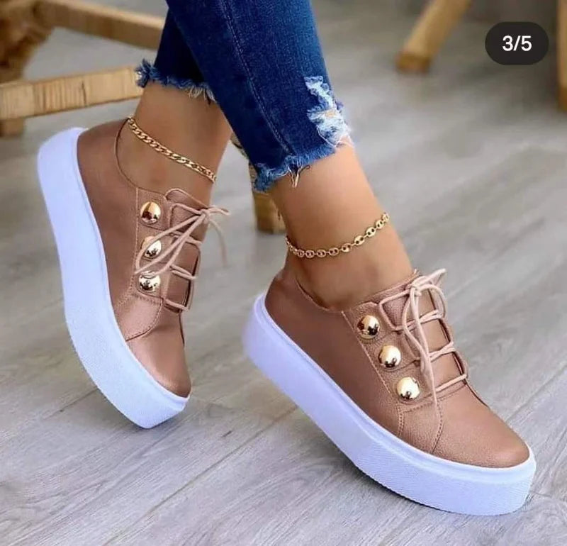 Platform Casual Sport Shoes Women's Plus Size 43 Lace Up Sneakers Wedge Non Slip Woman Vulcanize Casual Shoes Zapatos De Mujer