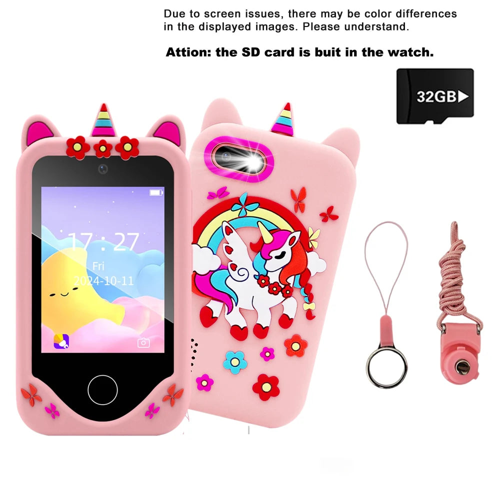 Kids Smart Phone Camera Toy Phone 40+ Games Touch Screen Learning Toy For 3-12 Year Old Boys Girls MP3 Player Birthday Gifts