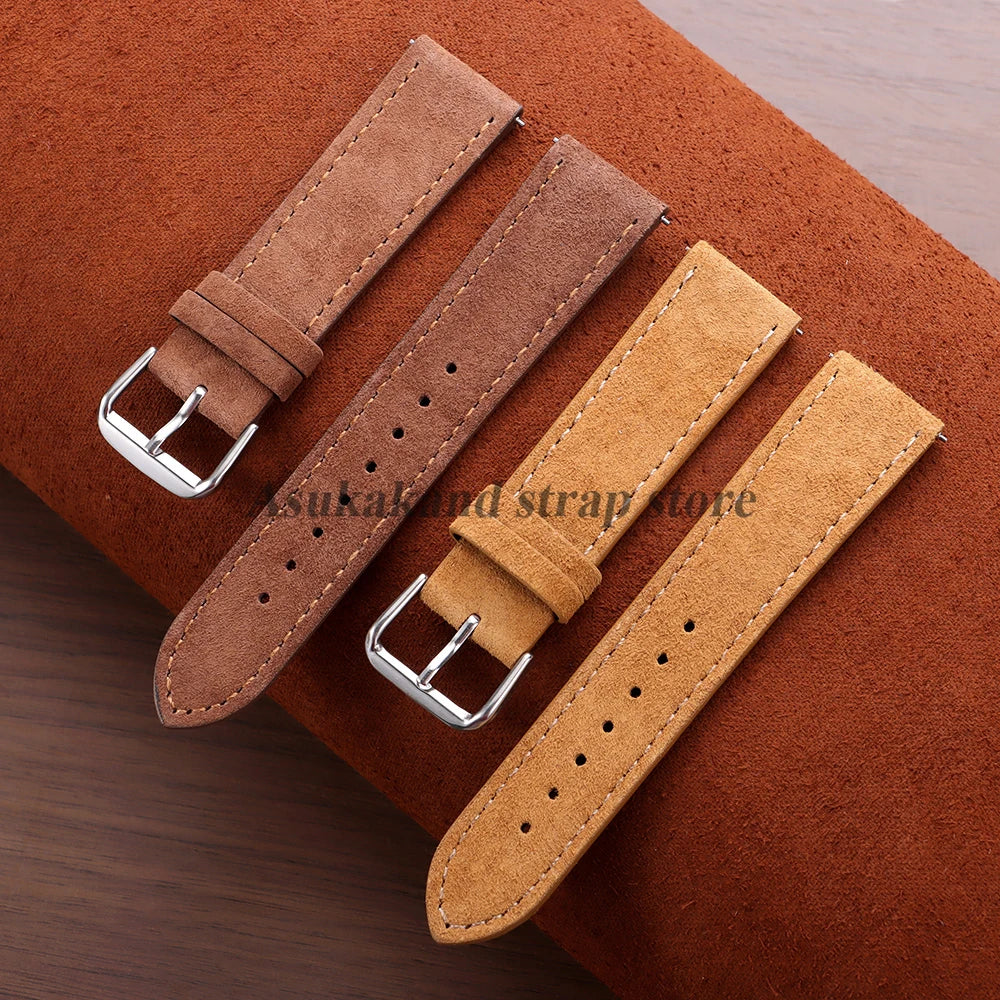 Vintage Suede Leather Watch Band Cowhide Bracelet 18mm 19mm 20mm 22mm For Omega For Seiko for Huawei Watch Sport Watch Strap