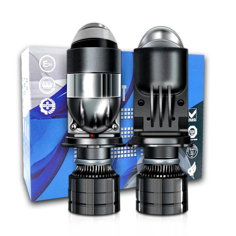 Stella 2Pcs 160W 220000LM Auto Mini Lens LED H4 Headlight Bulb Conversion kit High Beam Low Beam Projector Turbo Fan 6000k White