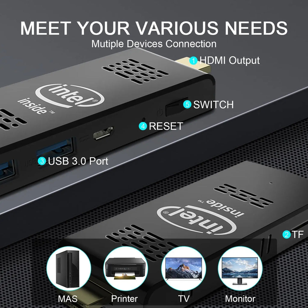 Intel W5 pro Mini PC Computer Stick with Windows 10 Atom Z8350 4GB/8GB RAM 64GB/128GB eMMC WiFI5 Bluetooth 4.0 Built-in Fan