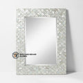 Handmade Art Deco Wedding Eco-Friendly MDF Inlay Square 5.0mm Thick Framed Wall Mirror Luxury Shell Mosaic Decorative Home Hotel