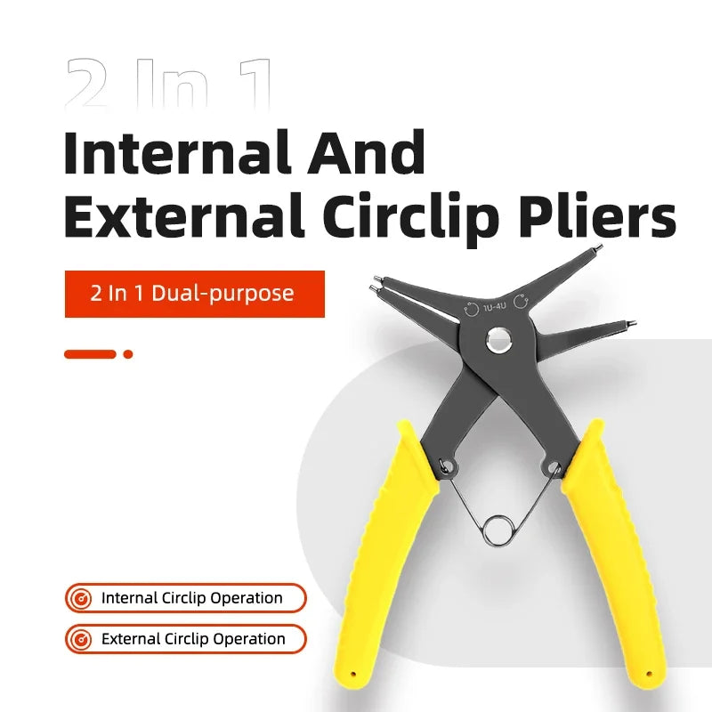 Internal External Dual-Purpose 2-In-1 Spring-Loaded Pliers Snap Ring Mounting And Dismounting Tools Hardware