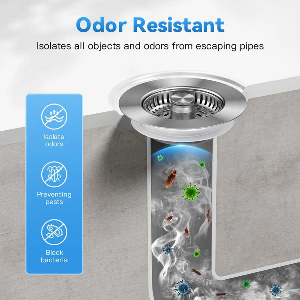 3 in 1 Kitchen Sink Drain Strainer General Anti-clogging Pops-Up Stopper Sink Filter Plug for Garbage Disposal for Kitchen Sink