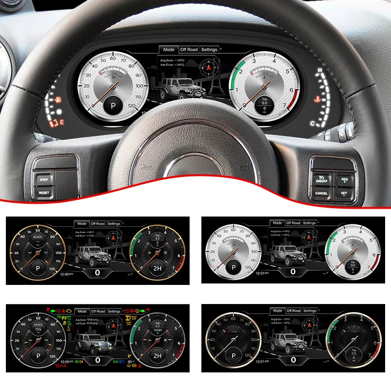 12.3''1920 X 720 full HD LCD Digital Instrument Cluster For Jeep Wrangler JK 2011-2017,Speedometer,Dashboard,HD screen Plug-play
