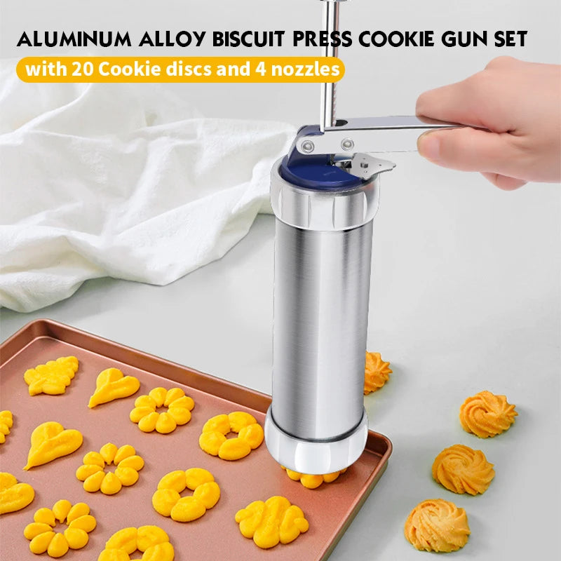 Stainless Steel Cake Cream Decorating Gun Sets Cookie Making Machine Nozzles Mold Pastry Syringe Extruder Outdoor Tableware
