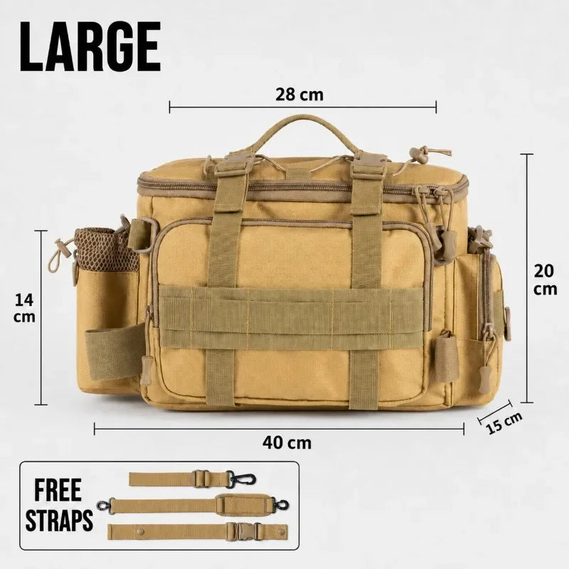 Fishing Tackle Shoulder Bag Storage Bag Waterproof Portable Large Capacity with Fish Rod Holder Outdoor Sport Accessories Gear